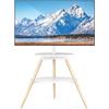 5Rcom Cavalletto per TV con 2 ripiani, girevole e regolabile in altezza, in legno, per schermo LED LCD OLED da 32-65 pollici, VESA max 400 x 400 mm, carico massimo 40 kg, bianco