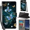 PHINIENLAND Cover per Samsung Galaxy S8 custodia portafoglio Farfalla | 3 scomparti carte, 1 tasca banconote, Chiusura magnetica, Supporto, Pelle PU flip cover per Samsung S8