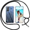 ISOI Cover con Cordino per Xiaomi Redmi Note 12 Pro 4G, Custodia Trasparente con Collana Tracolla Laccio Collo Ultra Sottile Morbido TPU Silicone Antiurto AntiGraffio Case, Nero