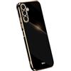 RankOne La Custodia del Telefono è Adatta per Samsung Galaxy A14 5G / A14 (4G) (6.6 Inches), Case per Cellulare in Silicone con Telaio Galvanico - Nero