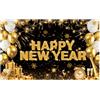 JynxtoyZeal Banner per Capodanno 2026 Decorazioni di Capodanno JynxtoyZeal Happy New Year 2026 Tema di Sfondo per Nuovo Anno Striscioni Nero Oro Fotografia Backdrop Nuovo Anno Decorazione per Feste,180x110 cm