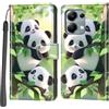 Haninsuze Cover per Xiaomi Redmi Note 13 Pro 4G / Poco M6 Pro 4G, Custodia Interno TPU Antiurto Portafoglio con Disegni [schede Fessura] [Supporto Stand] Cover Libro in PU Pelle (panda)