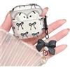 MINSCOSE Custodia trasparente compatibile con AirPods 4, motivo con fiocco kawaii, design femminile con fiocco e perle, custodia protettiva antiurto in morbido poliuretano termoplastico, per donne e