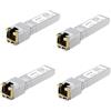 QSFPTEK 4Pack Newest 10GBASE-T RJ45 SFP+ Modulo ricetrasmettitore in Rame RJ45 Fino a 30 m, 10G a RJ45 Copper Mini-GBIC per Cisco SFP-10G-T-S, Ubiquiti UF-RJ45-10G, Supermicro, Altri interruttori