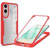 RonRun Cover per Samsung Galaxy S25 Edge, 360 Gradi Antiurto Custodia con Protezione Schermo Integrata Trasparente Rugged TPU Bumper Doppia Protettiva Cover per Samsung Galaxy S25 Edge - Rosso