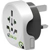 Q2 Power - World to United Kingdom - Adattatore Universale da Viaggio con Presa a Terra - Protezione Anti Scossa Kid Safe - Voltaggio e Potenza Max. 100V-1300W / 250V-3250W, Bianco/Grigio