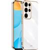 EASSGU [Telaio Elettrolitico Custodia per Samsung Galaxy S25 Ultra (6.8 Inches) Cover Protettiva in Morbido Silicone TPU - Bianco