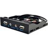 Wanjorlay 2 Porte USB 2.0 Hub Adattatore PC Pannello Audio HD Presa Auricolare 3,5 mm Rack Pannello Nero