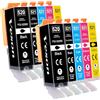 Veson 10 x PGI-520 CLI-521 Cartucce d'inchiostro Compatibili con Canon 520 521 con Pixma IP3600 MX870 MP550 IP4600 MP620 IP4700 MP560 MP640 MX860 MP630 MP980 IP4600X MP990 MP540 MP540X