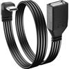 JSADZKJ 90 Gradi ad Angolo Retto Cavo USB C2.0 Tipo C a Femmina OTG Adattatore Piatto Corto per Tablet Universale, Flash Drive, Laptop 11.8in/30CM (Angolo Su/Giù)