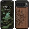 kwmobile Custodia Compatibile con Google Pixel 10 PRO XL Cover - Back Case in Legno con Bumper in Silicone TPU - Sole Marrone Scuro