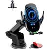 SERUW Supporto per cellulare da auto da 15W con funzione di ricarica, caricabatterie induttivo da auto, supporto per cellulare con ventilazione, aggancio automatico, supporto per cellulare da auto con