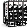 CLYWENSS 603XL Cartucce d'inchiostro Nero Compatibili con Epson 603 XL per Expression Home XP-2100 XP-2105 XP-2150 XP-2155 XP-3100 XP-3150 3155 WorkForce WF-2810 WF-2820 WF-2830 DWF Stampante, 4-Pezzi