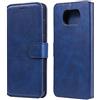 Generico Compatibile con XIAOMI POCO X3 NFC / M2007J20CG / Poco X3 X3 Pro M2102J20SG M2102J20SI Custodia COVER stand flip LIBRO gel PORTAFOGLIO magnetica eco pelle porta carte vano card (Blu)