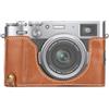 MUZIRI KINOKOO Custodia Fuji X100VI in Pelle PU, Mezza Custodia Protettiva Compatibile per Fotocamera Fujifilm X100VI Facile da Trasportare - con Fondo Apribile e Design con Impugnatura - Marrone