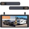 AUTO-VOX 7,2 DVR Telecamera posteriore wireless solare, installazione in 2 minuti, alimentazione a batteria 1080P, supporta 2 telecamere, impermeabile IP69K per auto/camper/furgoni/camion/rimorchi