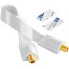 POPPSTAR - 1x 28 cm Passacavo per finestra cavo SAT, spina F su entrambi i lati, contatti dorati, molto sottile (0,2mm), con 2 quadratini adesivi, bianco