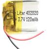 Liter energy battery Batteria 402020 LiPo 3.7V 120mAh 0.444Wh 1S 5C Liter Energy Battery per l'elettronica Ricaricabile Telefono Portatile Smartwatch Orologio GPS - Non adatto per Radiocomando 22x20x4mm (120mAh|402020)