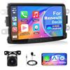 Motorsi 4GB+64GB Carplay Autoradio per Dacia Duster/Sandero con Wireless Android Auto, 8 Bluetooth Car Stereo Schermo con ASP GPS Navigation WiFi FM/RDS SWC Mirror Link Canbus+AHD/CVBS Telecamera