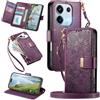 FANFO Portafoglio Custodia per Xiaomi Redmi Note 13 Pro 5G / Poco X6 5G, Scomparto con cerniera Pelle Flip Cover per Telefono, Borse a tracolla Multifunzione Porta Custodia. Purple