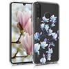 kwmobile Custodia Compatibile con Huawei P30 Lite - Cover Silicone TPU - Protezione Back Case - Magnolie blu/viola/trasparente