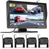Hodozzy 4 Telecamere Posteriore Digitali Wireless con Monitor IPS da 10,1 Pollici, Supporta BSD,Telecamera Retromarcia Impermeabile IP68, Telecamera DVR 720P per Camper/Camion
