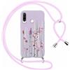 Foonary Cover con Cordino per Huawei P30 Pro 6,47, Custodia con Laccio Collana Tracolla Aesthetic Disegni Morbido Antiurto TPU Necklace Regolabile Protettiva Corda Case per P30 Pro, Lavanda