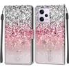 TOMYOU Cover per Xiaomi Redmi Note 12 Pro 5G, argento e rosa | Antiurto Protettiva Portafoglio, Slot per Schede, Magnetica, Custodia in Pelle PU, Libro Flip,Funzione Stand