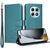YUECXIN Custodia per Xiaomi Redmi Note 15 5G con Cordino, Case in PU Pelle a Libro Carino Gatto Flip Caso Magnetica Portafoglio Blocco RFID Carta Slot Antiurto Cover, Verde Scuro