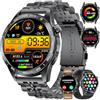 FITFLEX Orologio da uomo con chiamate Bluetooth, 1.43'' HD Amoled schermo Smartwatch con frequenza cardiaca/sonno, IP68 impermeabile orologio fitness con 120 modalità sportive, 3 braccialetto(metallo/pelle