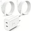 Jeenek iPhoneUSB C Caricabatterie Rapido, 45W iPhone USB C Caricabatterie con Cavo 2M+3M, Tipo C Adattatore di Alimentazione per Apple iPhone 17 Air/17 Pro Max/16e/16 Plus/15 Pro/15 Pro Max, iPad