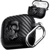 Ysnzaq Cover Compatibile con AirPods Pro 3 Custodia, Lucchetto Teschio Girevole in Metallo 3D Design Visibile a LED Frontale con Moschettone Case per AirPods Pro 3 Generazione 2025.Black Skull
