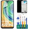 SRJTEK Per Samsung Galaxy A22 4G Schermo LCD Per Samsung A22 4G Sostituzione Dello Schermo A225 Display LCD SM-A225F Touch Digitizer Assembly A225M Kit Parti di Riparazione (non Originale) Nero con Telaio