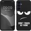 kwmobile Cover Compatibile con Samsung Galaxy A25 - Custodia in Silicone TPU - Cover Protettiva Soft Case - Don't touch my phone bianco/nero