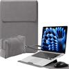 Niboow 13-14 Pollici PU Pelle Laptop Custodia per MacBook Pro/Air (Grigio) | per MacBook Pro 13 14 (M5, M4-M1 Pro/Max), MacBook Air 13 13,6 (M5, M4-M1), HP Supporto Glassato Pelle Borse Laptop Cover