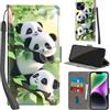 PHINIENLAND Cover per iPhone 15 Plus custodia portafoglio Pandas | 3 scomparti carte, 1 tasca banconote, Chiusura magnetica, Supporto, Pelle PU flip cover per iPhone 15 Plus