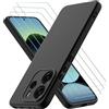 Oureidoo Cover per Xiaomi Redmi Note 14 4G con 3 Pezzi Pellicola Vetro Temperato, Custodia in Morbida Silicone Liquido, Sottile e Antiurto con Rivestimento in Microfibra AntiGraffio, Nero