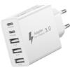 Nipow Caricatore USB C Presa,Multiplo 50W 5-Porto USBC Caricabatterie Rapido Spina Alimentatore per iPhone Air 17 16 15 14 13 12 Pro Max,Samsung,iPad,Multipla Spinotto Muro QC&PD Adattatore Carica Cellulare