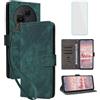 IUQXU Cover per TCL 60 Nxtpaper Libro con Pellicola Vetro Temperato [Blocco RFID] Antiurto Supporto Custodia in Pelle Portafoglio per TCL60 Nxtpaper T626K Verde
