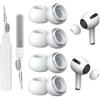 WOFEU 4 paia di cuscinetti auricolari di ricambio per AirPods Pro 1/2 con penna di pulizia 3 in 1, auricolari in silicone bianco con scatola portatile
