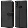 Verco custodia per Honor 10 Lite, Case per Honor 10 Lite Cover PU Pelle Portafoglio Protettiva, Nero