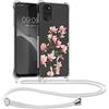 kwmobile Custodia Compatibile con Motorola Moto G22 Cover - Back Case in Silicone TPU - Protezione Smartphone con Cordino - rosa/bianco/trasparente