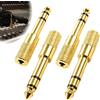 Icyowls 4 pezzi Adattatore jack 3,5 mm a 6,35 mm stereo, corpo in metallo, contatti dorati, compatibile con cuffie, pianoforte digitale, amplificatore, mixer