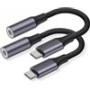Mepsies Adattatore USB C a Jack 3.5 mm per Cuffie (2 Pezzi), Adattatore Audio Aux USB Tipo-C a Jack per Cuffie, Compatibile con iPhone 17/16/15, Samsung Galaxy S25 S24 S23 A56 A16 A36, e Altro