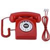 Garsent Telefono Fisso stile retro,Vintage Design Telefono, Telefono con filo con disco combinatore d'epoca Nostalgia (Rosso)