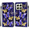 KENHONER Cover Compatibile con Xiaomi 14T, Premium Pelle PU Portafoglio Flip Libro Custodia per Xiaomi 14T [Protezione Completa] - Farfalla
