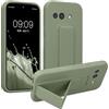 kwmobile 1x Custodia Compatibile con Google Pixel 9a - Cover Supporto Dita - Back Case per Smartphone - Protezione Gommata Verde Grigio