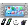 Hikity 2G+64G Hikity Android 13 Autoradio per Ford Focus Fiesta Transit Mondeo Galaxy C-Max con Wireless Carplay Android Auto 7Pollici Car Radio Stereo con GPS Navi WiFi DSP FM RDS Telecamera (Bianco)