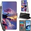 PHINIENLAND Cover per Motorola Moto G14 custodia portafoglio Alberi | 3 scomparti carte, 1 tasca banconote, Chiusura magnetica, Supporto, Pelle PU flip cover per Moto G14