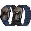 HITZEE Cinturino Magnetico Due Lati Compatible con Cinturino Apple Watch 42(S10)/41/40/38mm, Band in Silicone per iWatch Serie 10 9 8 7 SE 6-1 (42/41/40/38, Blu scuro/Nero)
